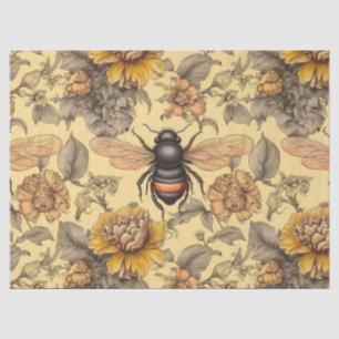 Decoupage, Victorian Bee, Elegant Bee & Flowers Tissue Paper