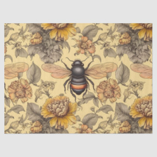 Decoupage, Victorian Bee, Elegant Bee & Flowers Tissue Paper