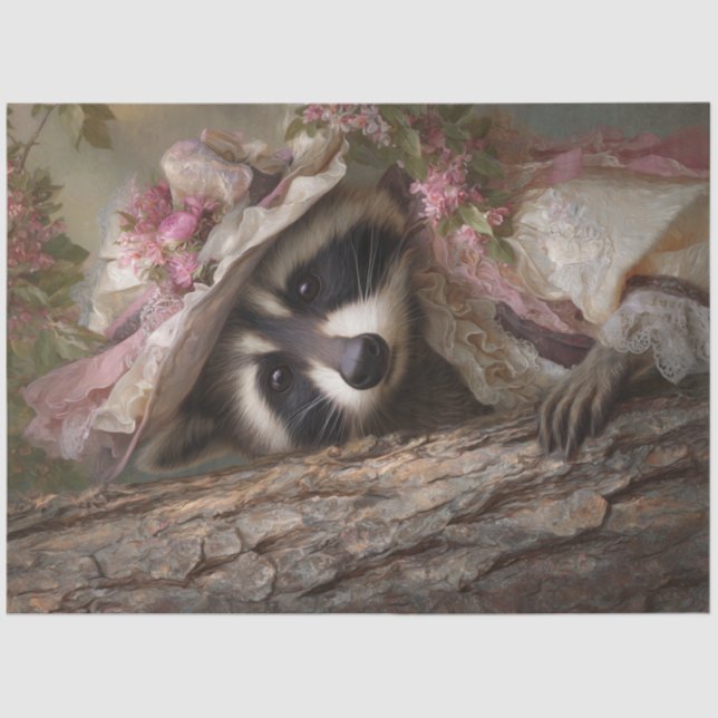 Decoupage Victorian Dressed Fox Behind Tree Tissue Paper (Front)
