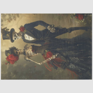 Decoupage Victorian Gothic Skeleton Wedding Day  Tissue Paper