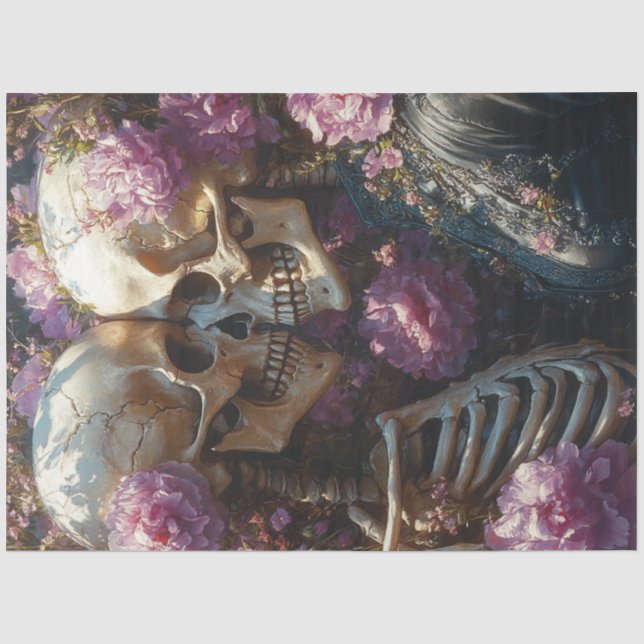 Decoupage Victorian Skeleton Wedding in Pink  Tissue Paper (Front)