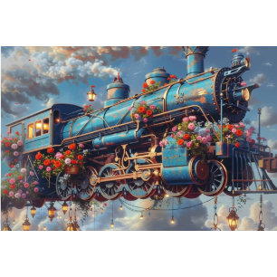 Decoupage Vintage Celestial Express Flying Train  Tissue Paper