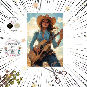Decoupage Vintage Character Guitarist Debbie Tissue Paper