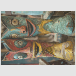 Decoupage Vintage Charmed Cowboy Boots with Faces  Tissue Paper