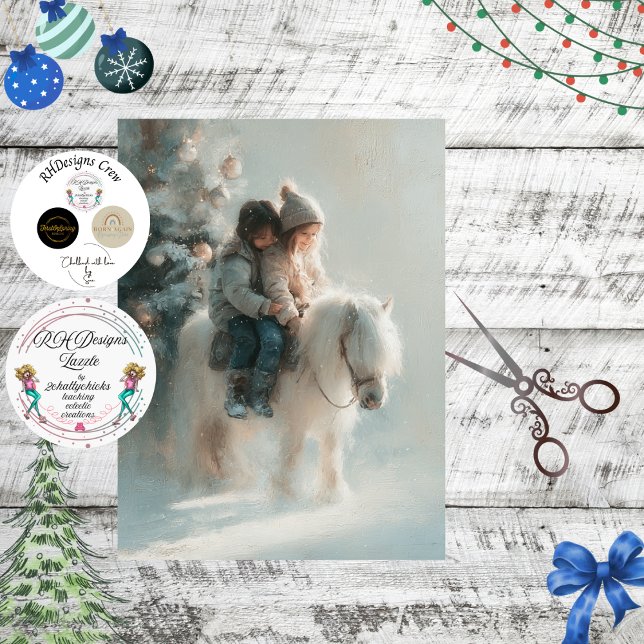 Decoupage Vintage Christmas Children Pony Ride  Tissue Paper (Creator Uploaded)