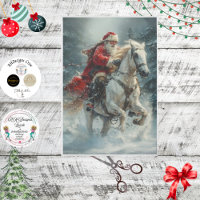 Decoupage Vintage Classic Santa Riding White Horse
