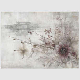 Decoupage Vintage Faux Wall Christmas Decor Tissue Paper