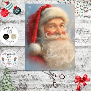 Decoupage Vintage Festive Santa Clause Portrait Tissue Paper