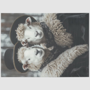 Decoupage Vintage Husband Wife Sheep Tissue Paper