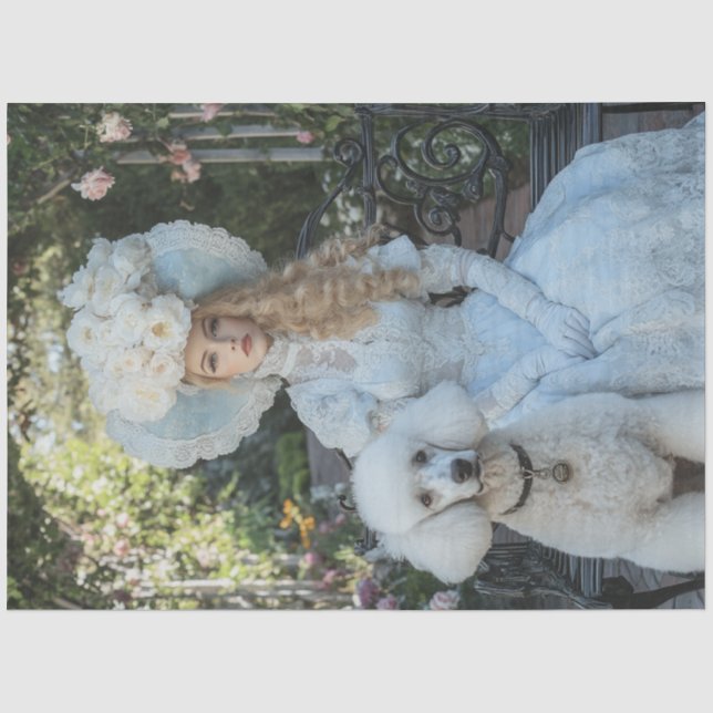 Decoupage Vintage Lady Evelyn Standard Poodle  Tissue Paper (Front)