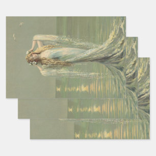 Decoupage Vintage Mermaid Sea Nymph Wrapping Paper Sheet