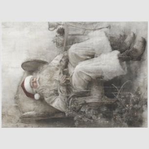 Decoupage Vintage Old World Charm Santa Setting  Tissue Paper