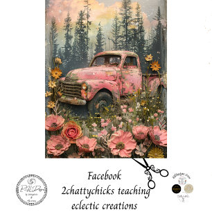 Decoupage Vintage Rustic Pink Truck  Tissue Paper