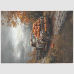 Decoupage Vintage Rusty Truck Pumpkins Fall Season Tissue Paper