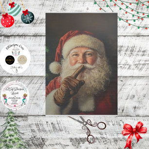 Decoupage Vintage Santa Shushing  Tissue Paper