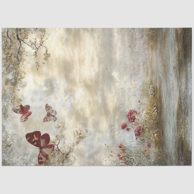 Decoupage Vintage Storybook Background Landscape Tissue Paper (Front)