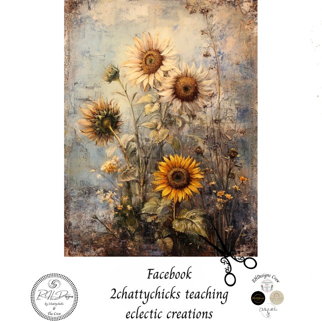 Decoupage Vintage Sunflower Painting  Tissue Paper (Creator Uploaded)