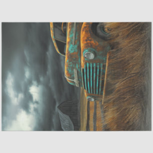 Decoupage Vintage Truck Rust Stormy Sky  Tissue Paper