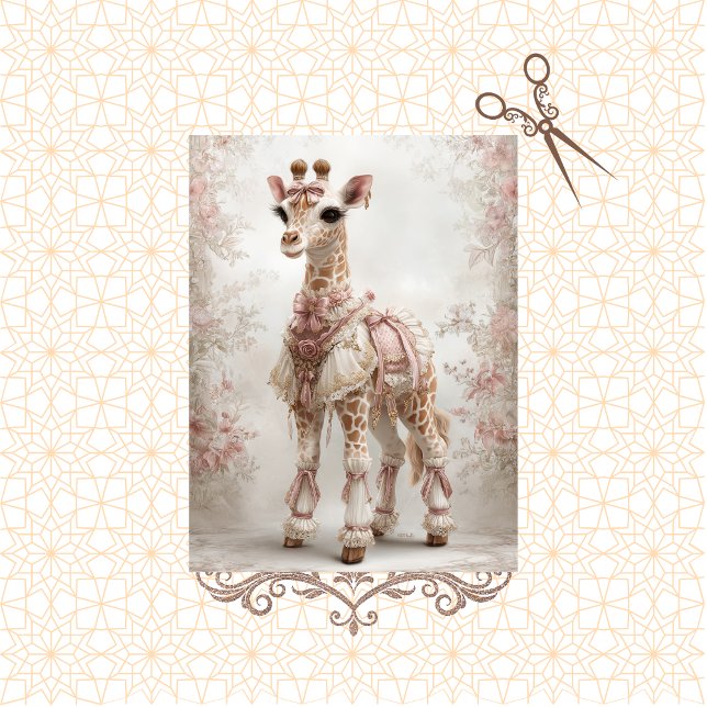 Decoupage Vintage Victorian Pink Giraffe  Tissue Paper (Creator Uploaded)
