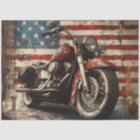 Decoupage Vintage Weathered Motorcycle With Flag