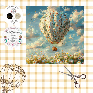Decoupage Vintage Whimsical Hot Air Balloon Ride Tissue Paper