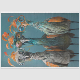 Decoupage Wackadoodle Bridge Playing Birds  Tissue Paper