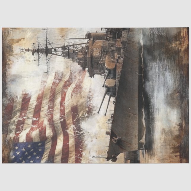 Decoupage Warship USA Military Patriotism  Tissue Paper (Front)