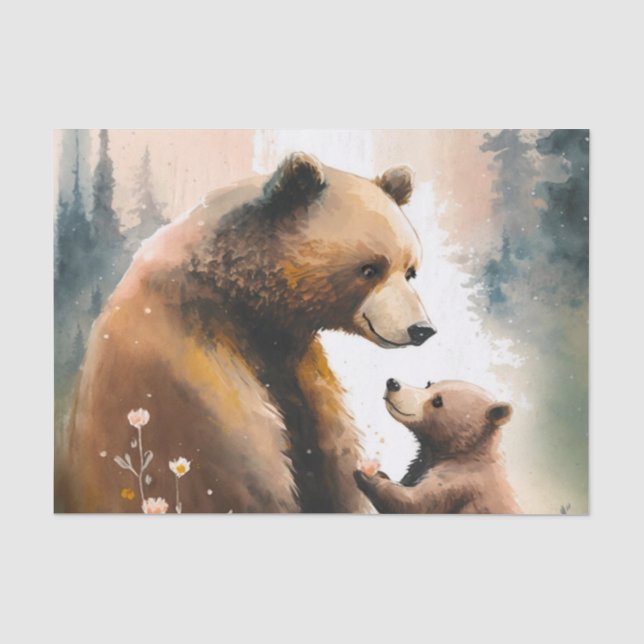 Decoupage watercolor bear lovers tissue paper (Front)