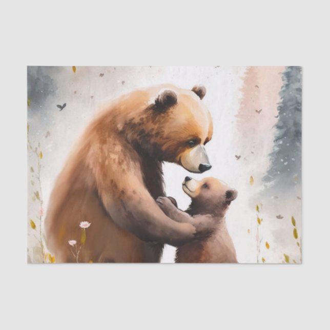 Decoupage watercolor bear lovers tissue paper (Front)