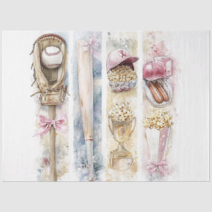 Decoupage Watercolor Vertical Panels Baseball Tissue Paper