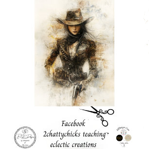 Decoupage Western Cowgirl Pencil Art Mystical  Tissue Paper