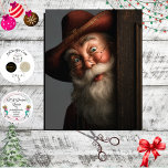 Decoupage Western Peeking Santa Clause Cowboy Hat  Tissue Paper<br><div class="desc">Red Hat Whimsy” – Western Peeking Santa Wall Art western Santa wall art, cowboy Christmas decor, red hat Santa photo, rustic holiday print, RHDesigns by 2ChattyChicks, whimsical Santa Claus image, festive peekaboo Santa, expressive holiday portrait, frontier Christmas decor, Santa with glasses and beard With wide eyes and puckered lips, this...</div>