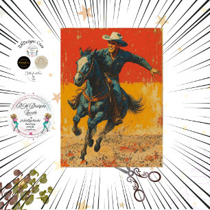 Decoupage Western Riding Cowboy Vintage Poster Tissue Paper