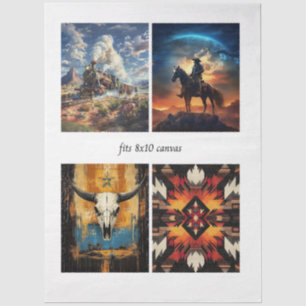 Decoupage Western & Tribal 8x10 Canvas Designs  Tissue Paper