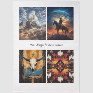Decoupage Western & Tribal 8x10 Canvas Designs  Tissue Paper