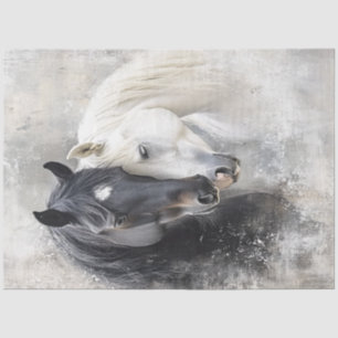 Decoupage Whimsical Abstract Black White Horse  Tissue Paper