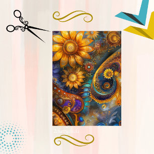 Decoupage Whimsical Abstract Floral Paisley Art Tissue Paper