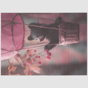 Decoupage Whimsical Baby Bear Balloon Eatin Berrie Tissue Paper