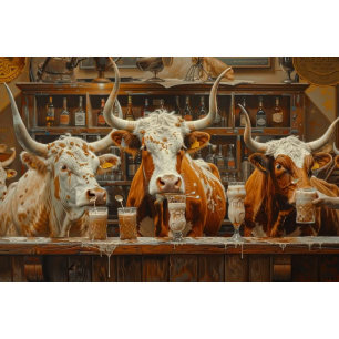 Decoupage Whimsical Bar Scene Cows Drinking Tissue Paper