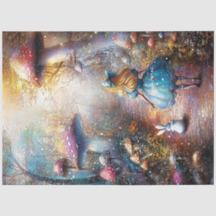 Decoupage Whimsical Blonde Girl & Rabbit Forest Tissue Paper