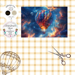 Decoupage Whimsical Blue Hot Air Balloon Ride Tissue Paper