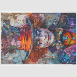Decoupage Whimsical Character Clown Jester Tissue Paper