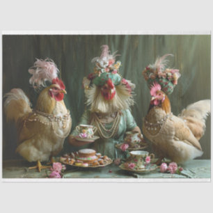 Decoupage Whimsical Chicken Tea Party Tissue Paper