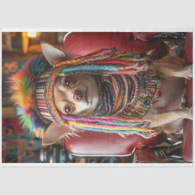 Decoupage Whimsical Chihuahua Patchwork at Salon  Tissue Paper (Front)