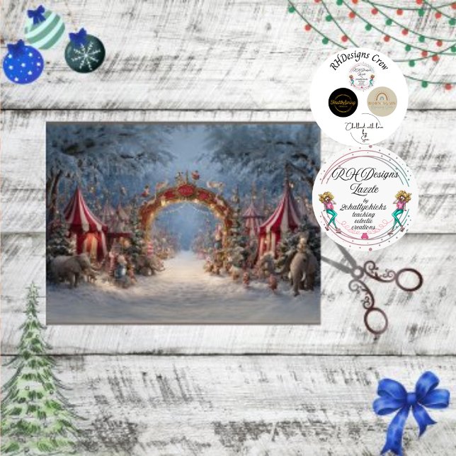 Decoupage Whimsical Christmas Circus  Tissue Paper (Creator Uploaded)