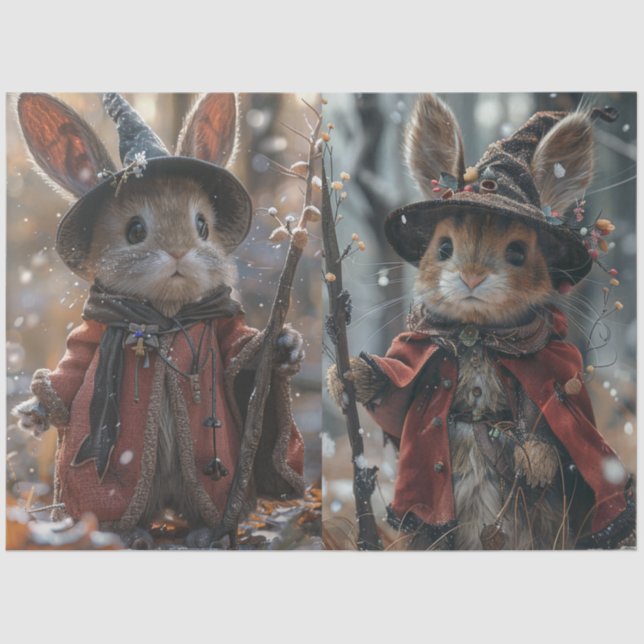 Decoupage Whimsical Christmas Mice  Tissue Paper (Front)