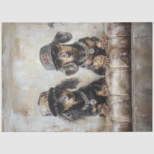 Decoupage Whimsical Dachshund Puppies Rappers Tissue Paper