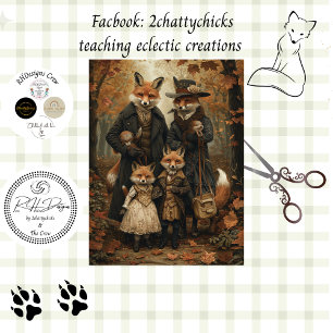 Decoupage Whimsical Fox Family Fall Scenery Tissue Paper