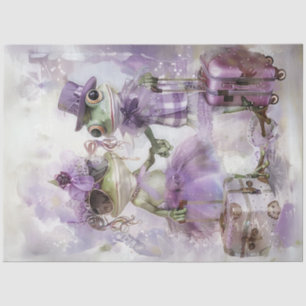 Decoupage Whimsical Frog Couple Travelling  Tissue Paper