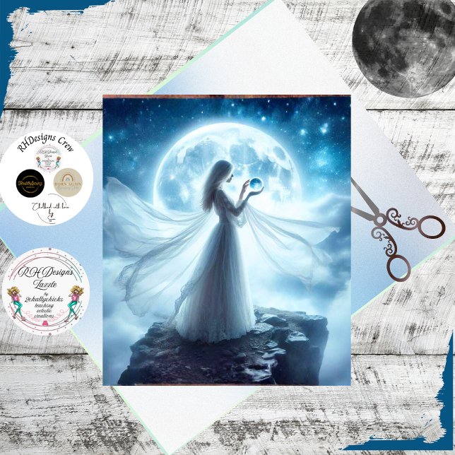 Decoupage Whimsical Full Moon Witchy Woman  Tissue Paper (Creator Uploaded)